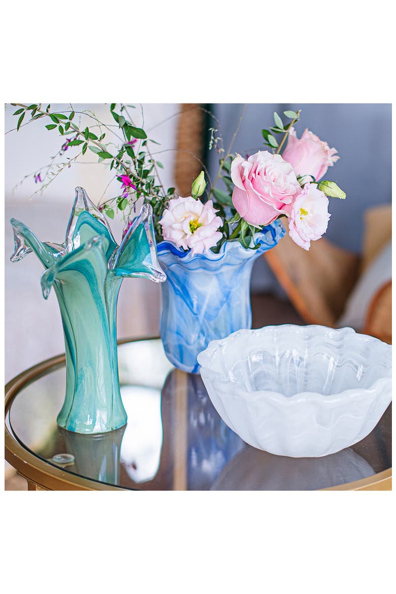Onda Green Glass Twisted Flower Vase, Alternate, color, GREEN
