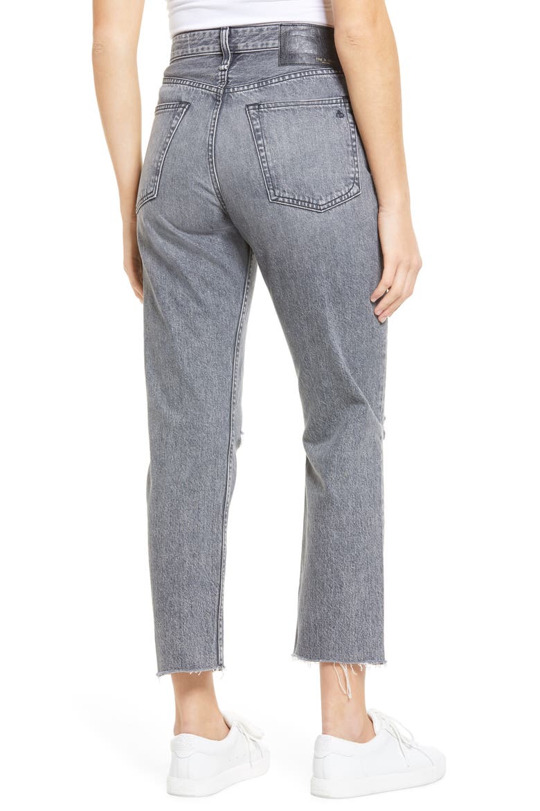 Maya Ripped High Waist Ankle Straight Leg Jeans, Alternate, color, ZEUS