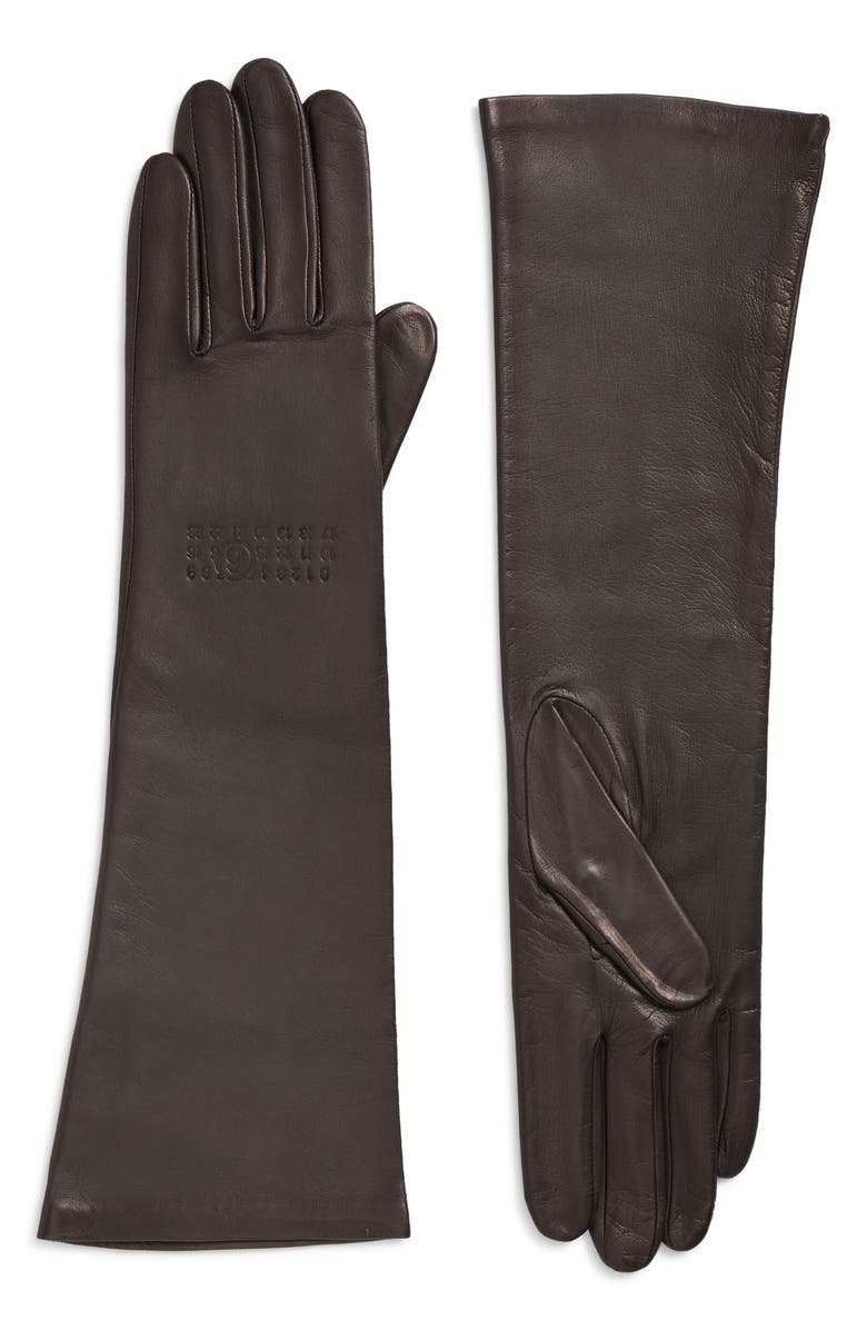 MM6 Maison Margiela x Agnelle Leather Gloves, Main, color, Grey