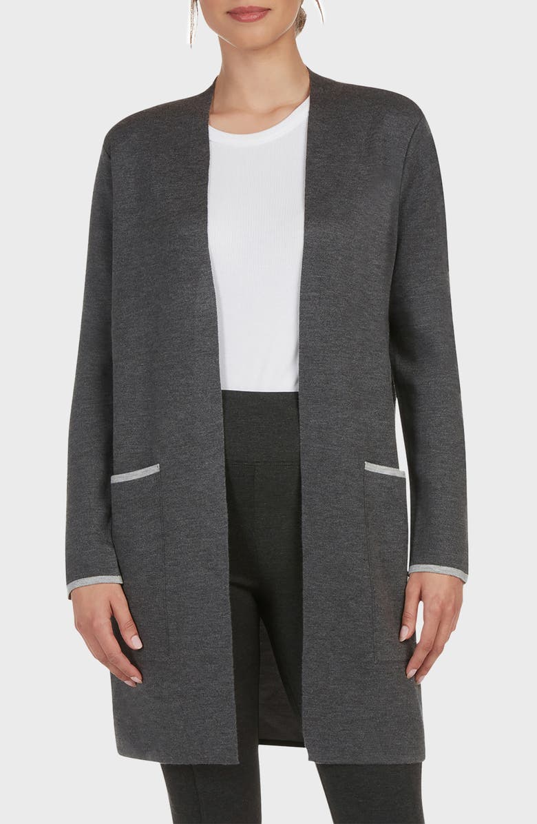 matty m. Double Knit Cardigan, Main, color, Charcoal