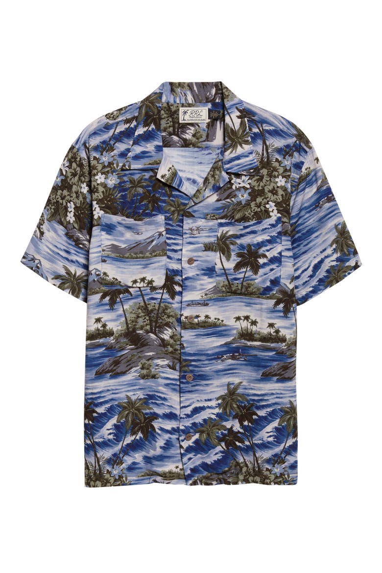 Tropical Print Camp Shirt, Alternate, color, BLUE MULTI
