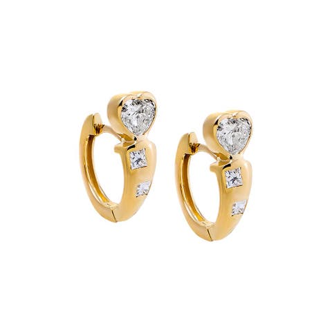 Lab Grown Diamond Heart Top Huggie 14K