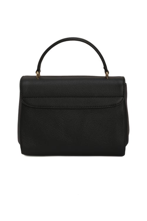 Gorski Top Handle Leather Bag With Crossbody Strap In Black