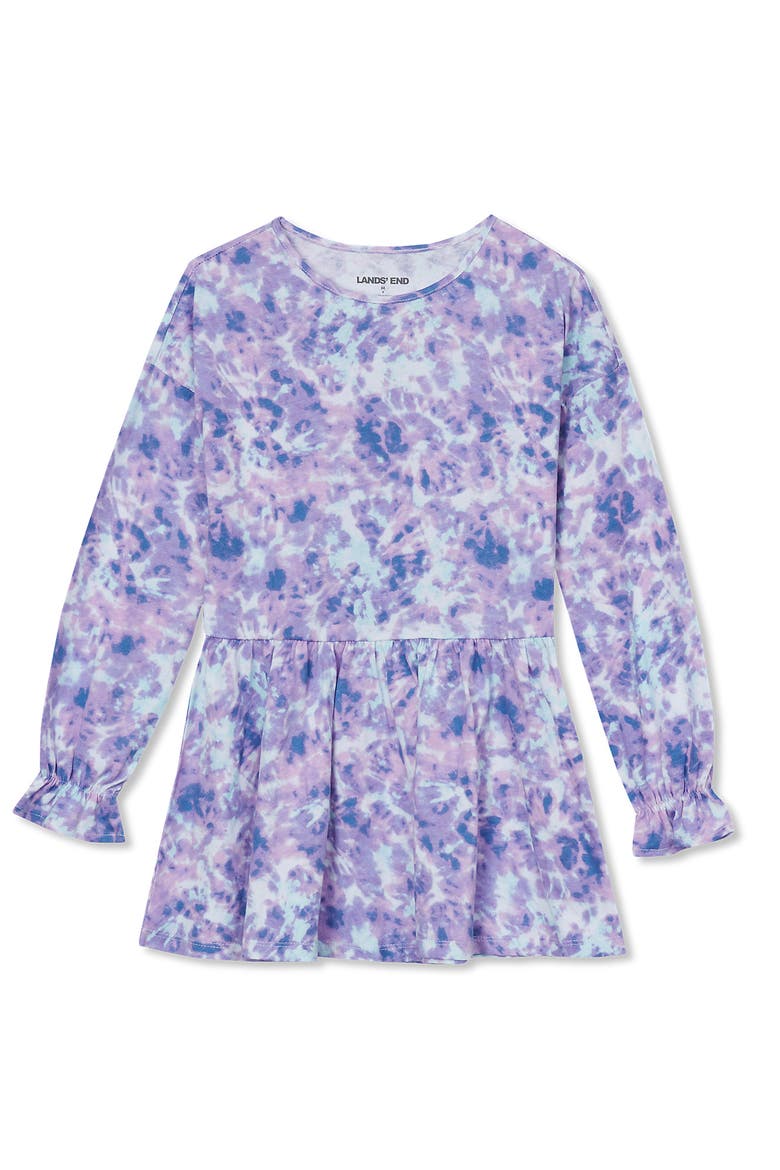 Girls Long Sleeve Tunic Top, Main, color, Purple Tie Dye Swirl