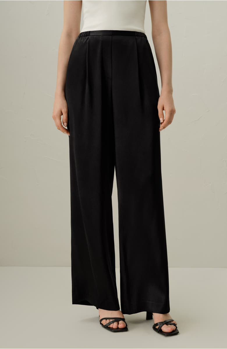 Lilysilk Women's Double Faced Silk Charmeuse Pants, Alternate, color, Black
