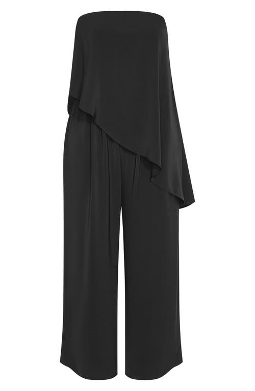 City Chic Skylar Strapless Jumpsuit In Black
