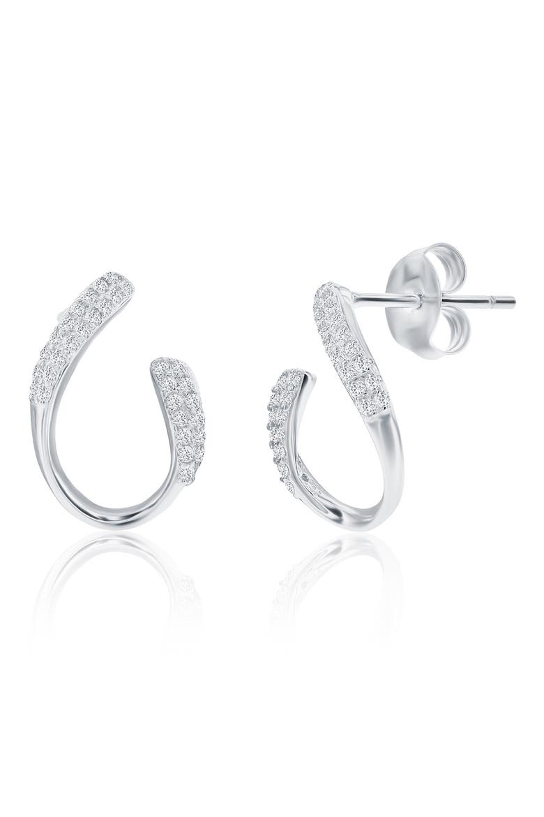Pavé Cubic Zirconia Hook Stud Earrings & Pendant Necklace Set, Alternate, color, SILVER
