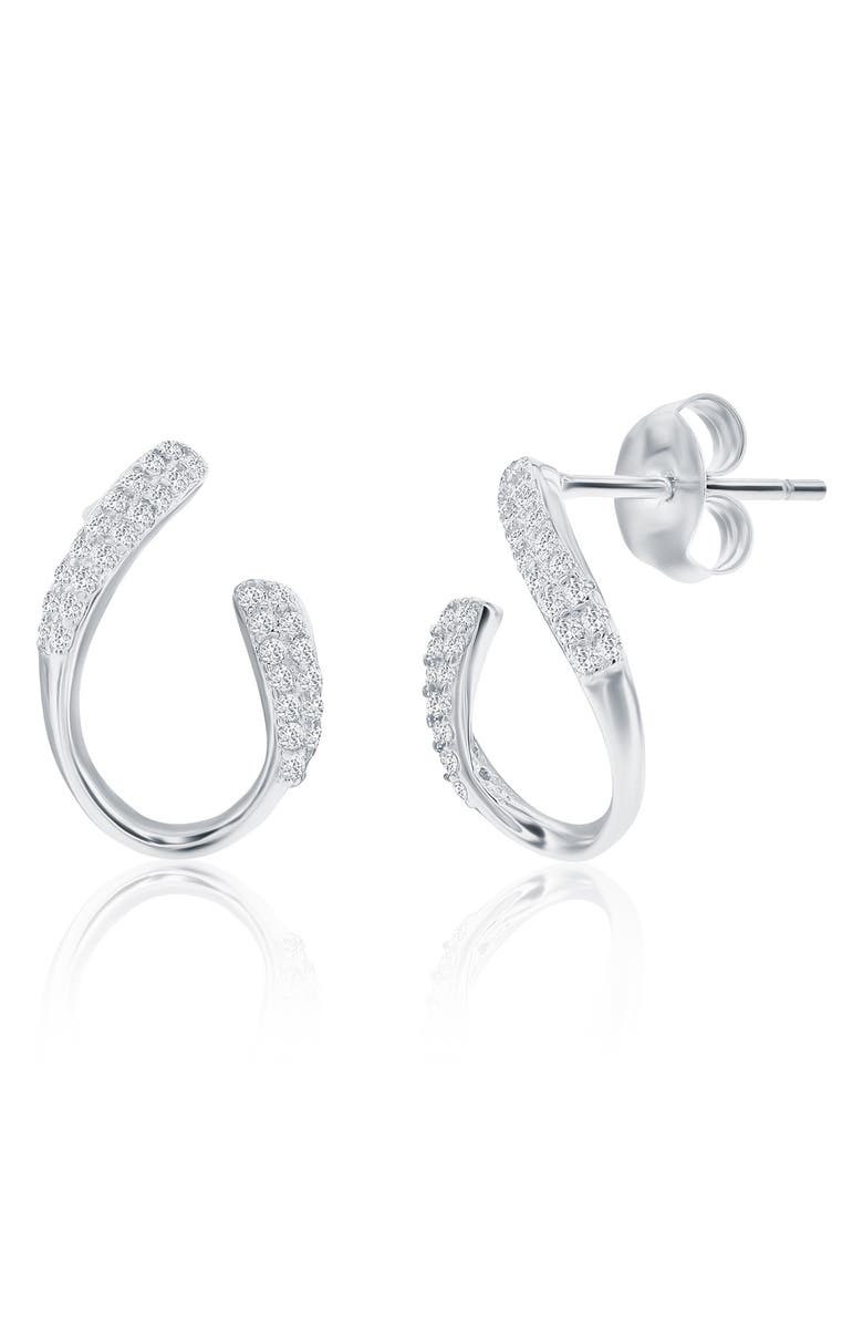 SIMONA Pavé Cubic Zirconia Hook Stud Earrings & Pendant Necklace Set, Alternate, color, Silver