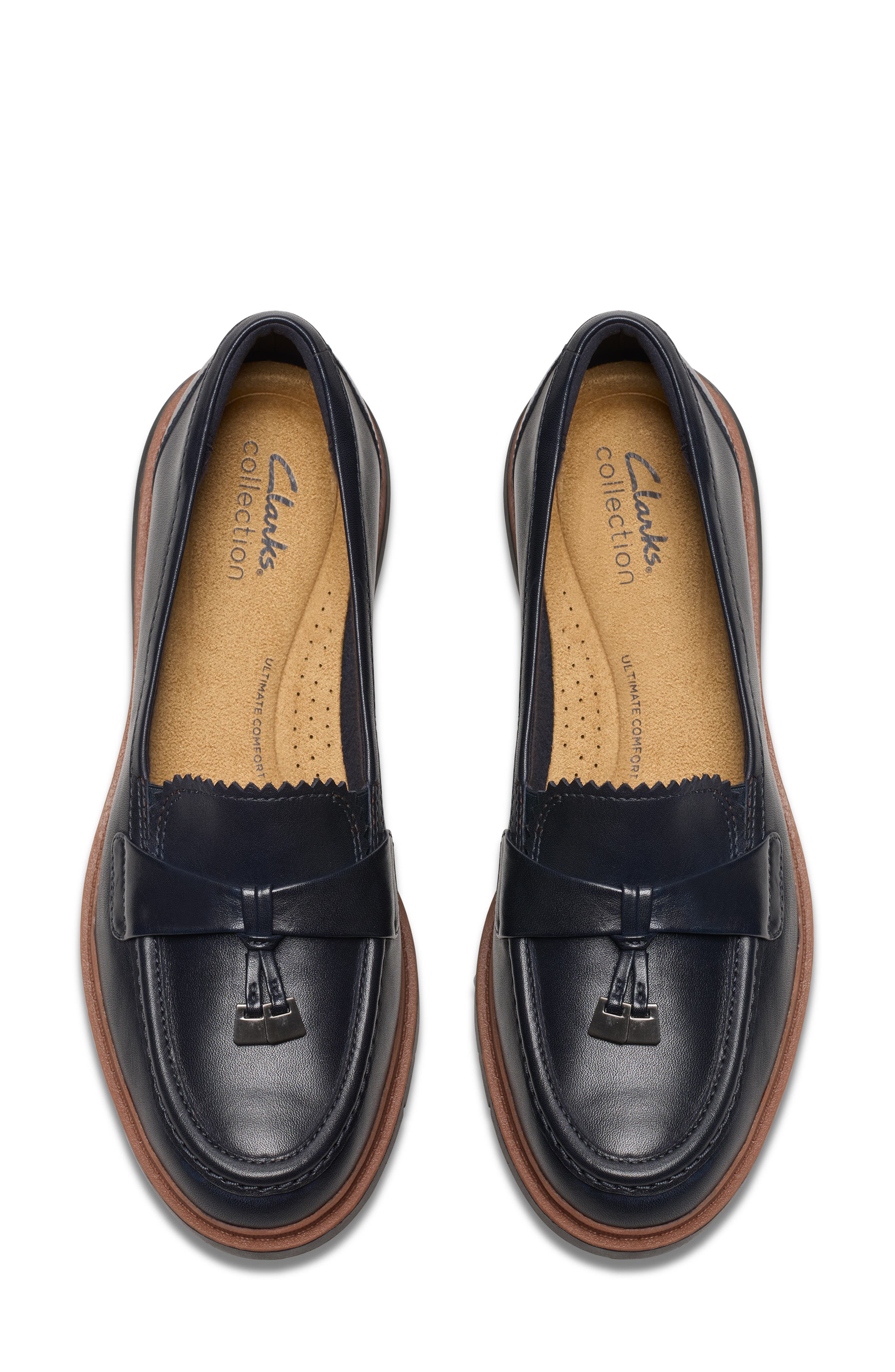 Clarks<sup>®</sup> Westlynn Bella Lug Sole Loafer, Alternate, color, Navy Leather