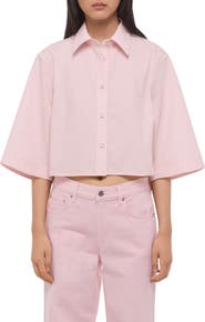 Helmut Lang Button Back Boxy Cotton Cotton Button-Up Shirt