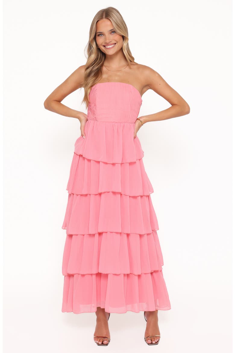 Peachester Strapless Tiered Maxi Dress, Alternate, color, CORAL