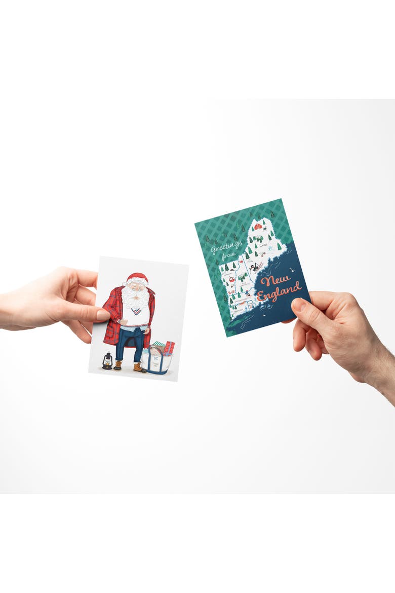 Greetings from New England, New England Boot, Preppy Santa Winter/Holiday/Christmas Greeting Card Pack Sets, Alternate, color, Multi-Pack
