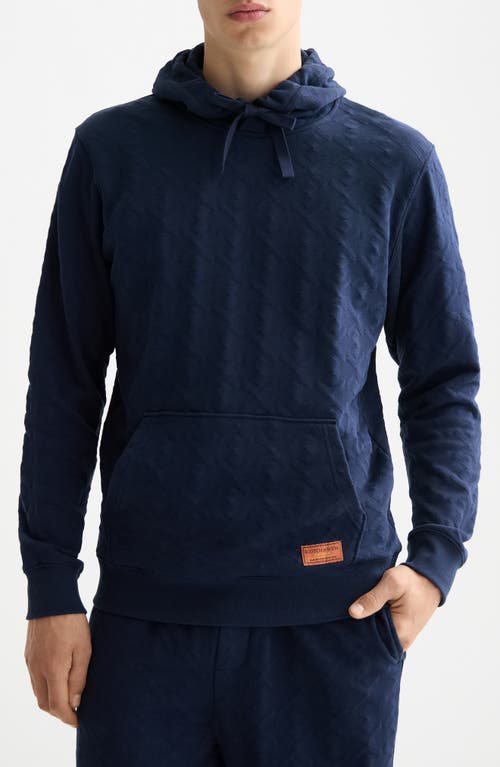 Scotch & Soda Geo Jacquard Terry Hoodie In Blue