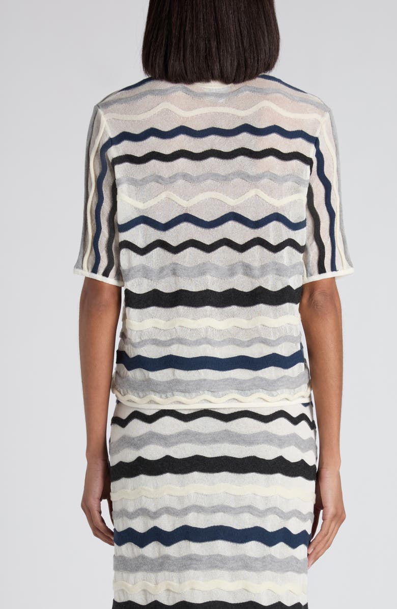 Bottega Veneta Layered Chevron Stripe Wool Blend Polo Sweater, Alternate, color, Chalk Wave Grey