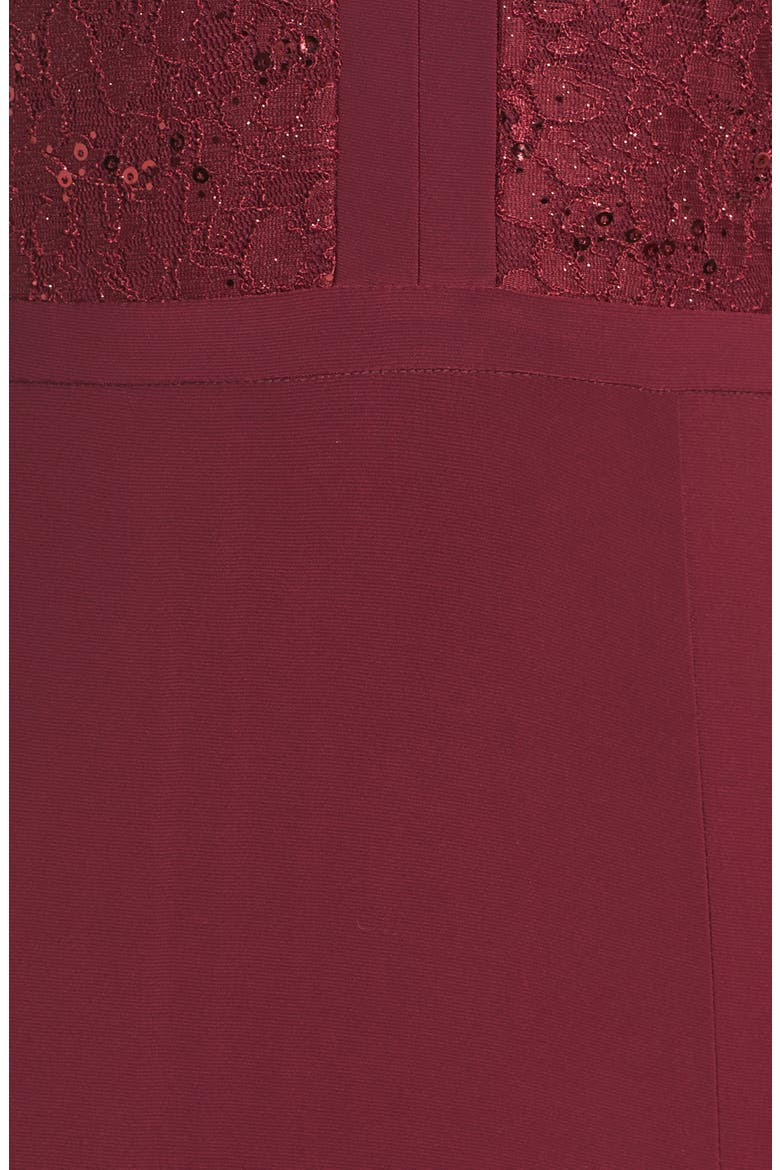 Lace & Jersey A-Line Gown, Alternate, color, MERLOT