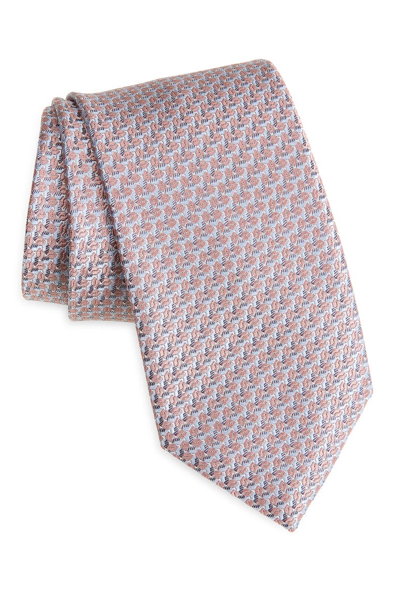 Geometric Jacquard Silk Tie, Main, color, OLD ROSE/ LEAD
