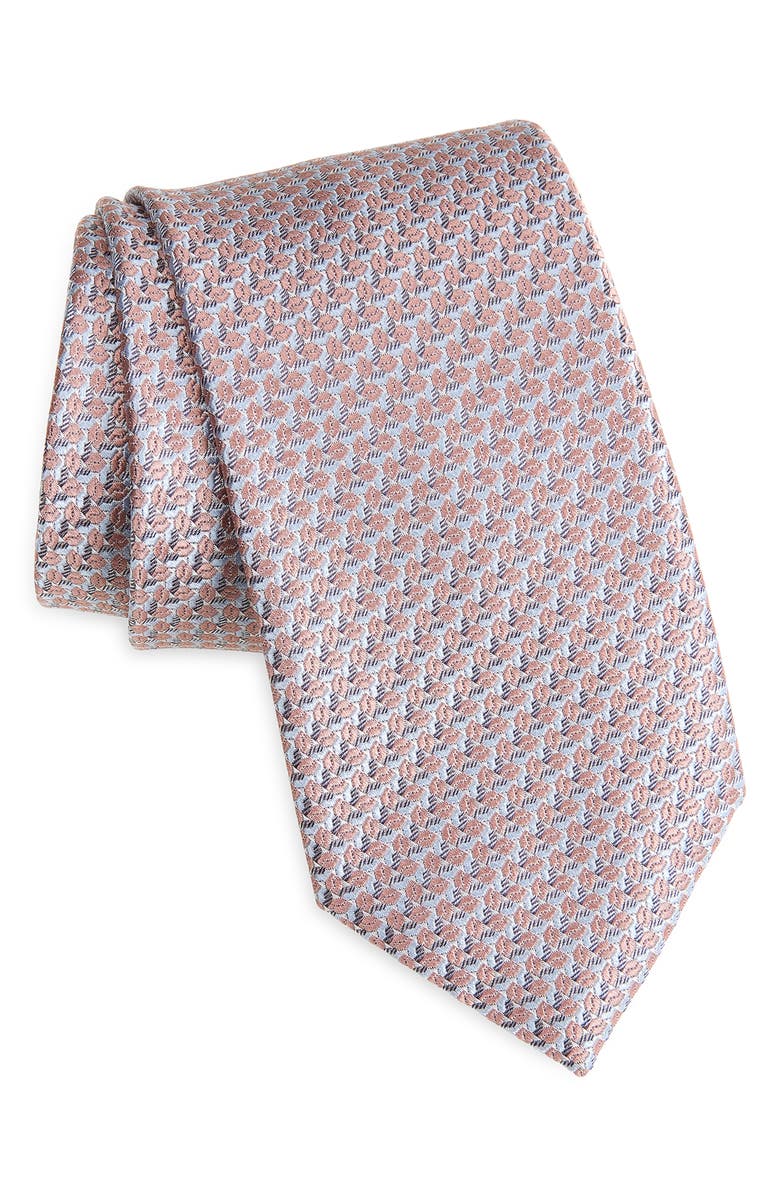 Brioni Geometric Jacquard Silk Tie, Main, color, Old Rose/ Lead
