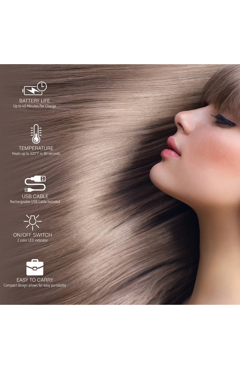 PURSONIC USB Rechargeable Cordless Hair Straightener, Alternate, color, Black