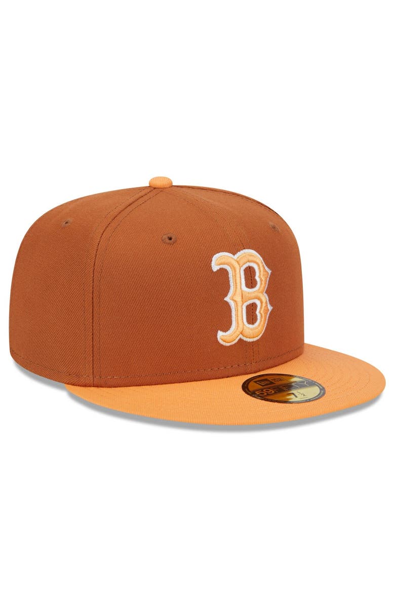 New Era Men's New Era Brown/Orange Boston Red Sox Spring Color Basic Two-Tone 59FIFTY Fitted Hat, Alternate, color, 