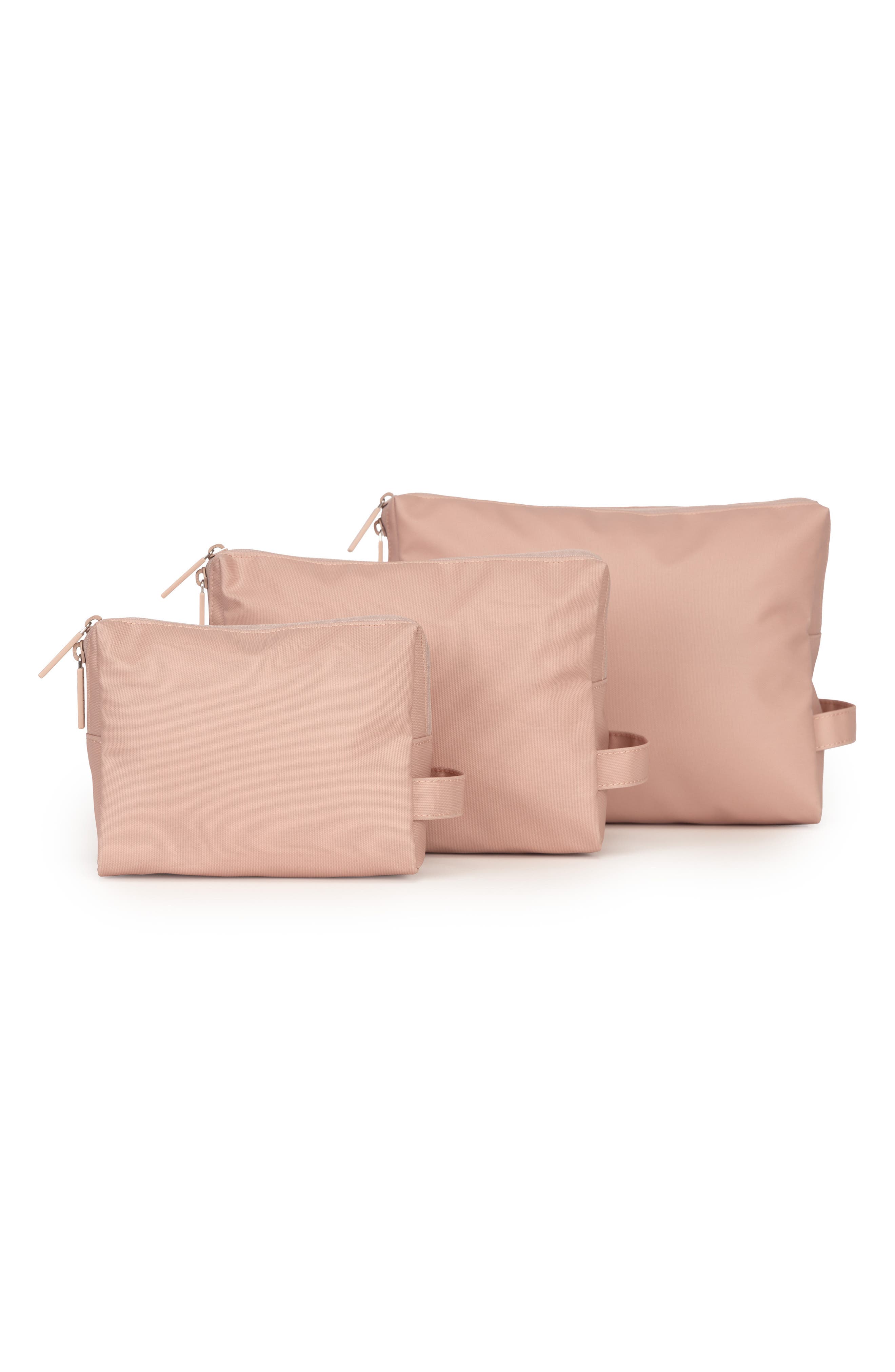 3-Piece Water Resistant Zip Pouch Set, Main, color, PINK SAND