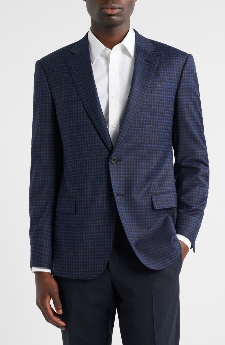 Emporio Armani G-Line Check Sport Coat, Alternate, color, Solid Medium Blue