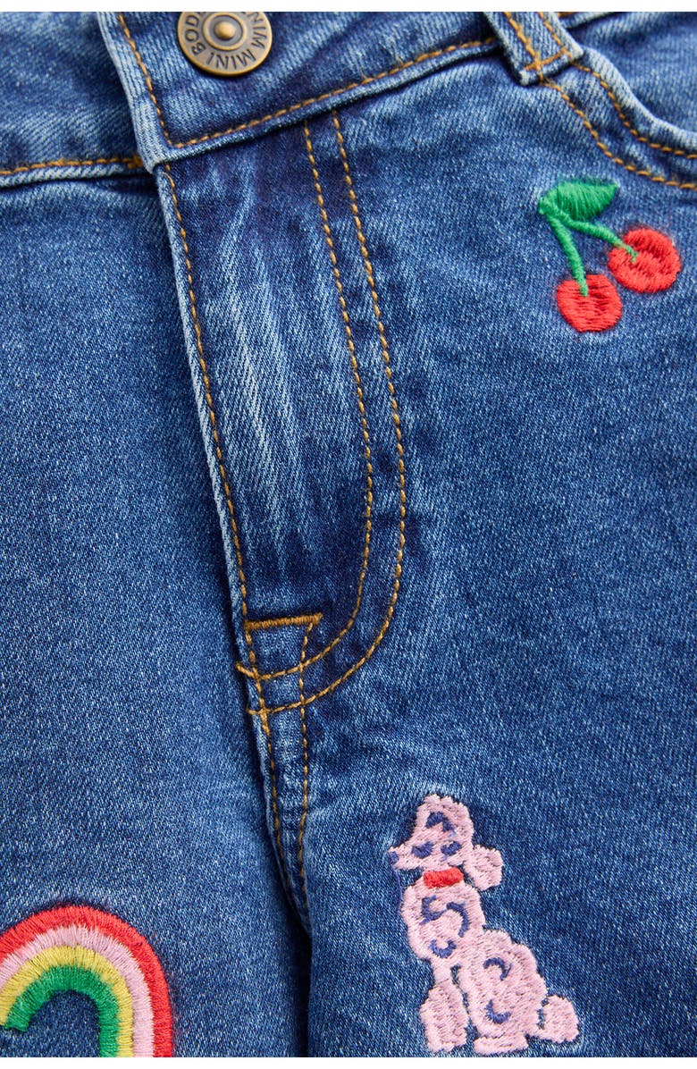 Mini Boden Kids' Embroidered Wide Leg Denim Jeans, Alternate, color, Parisien Denim Embroidery