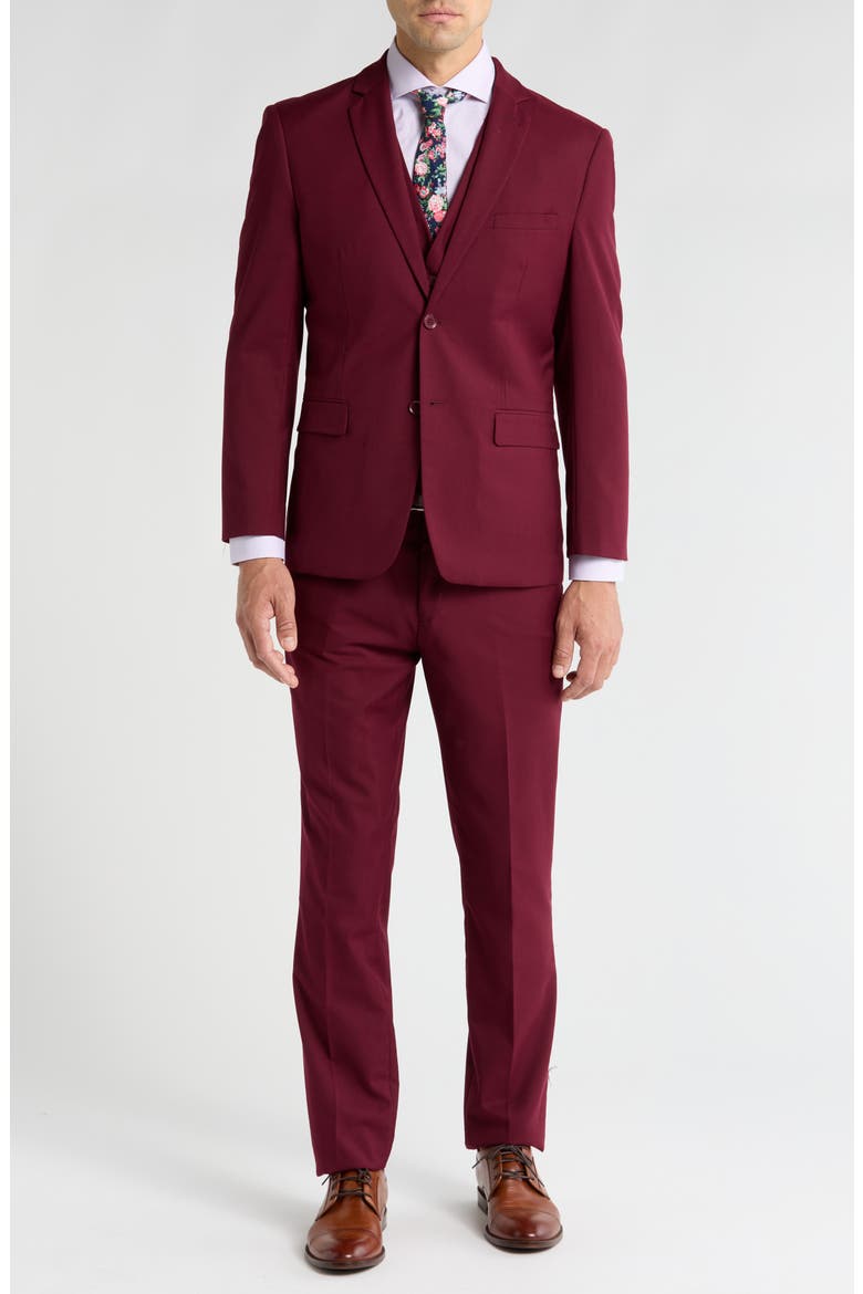 Premium Slim Fit 3-Piece Suit, Main, color, BURGUNDY
