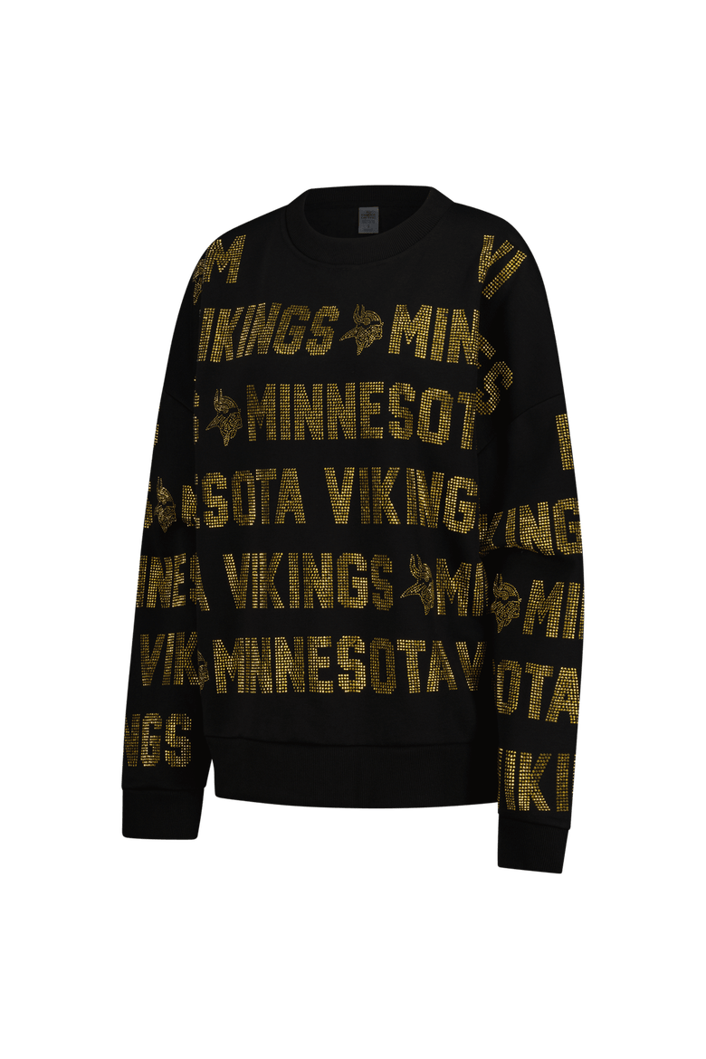 Women's Gameday Couture Black Minnesota Vikings Oversized Hype Era Rhinestone Text Sweatshirt, Alternate, color, Black