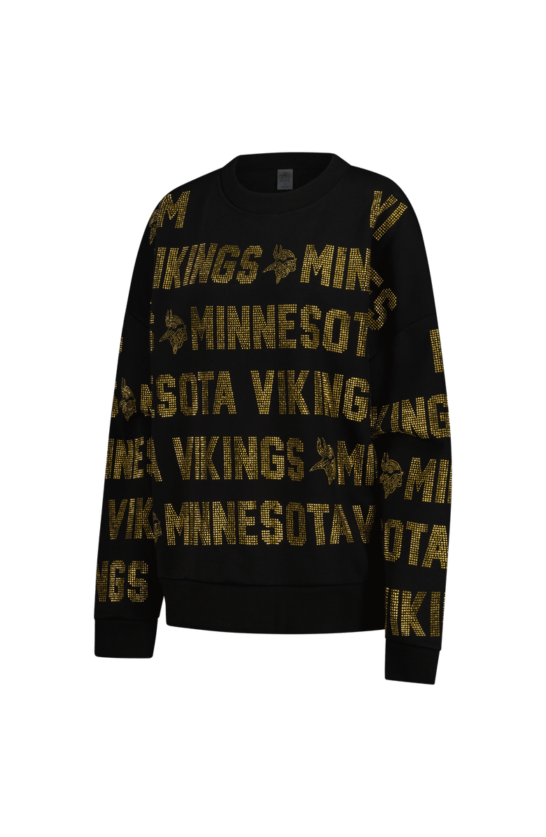 GAMEDAY COUTURE Women's Gameday Couture Black Minnesota Vikings Oversized Hype Era Rhinestone Text Sweatshirt, Alternate, color, Black