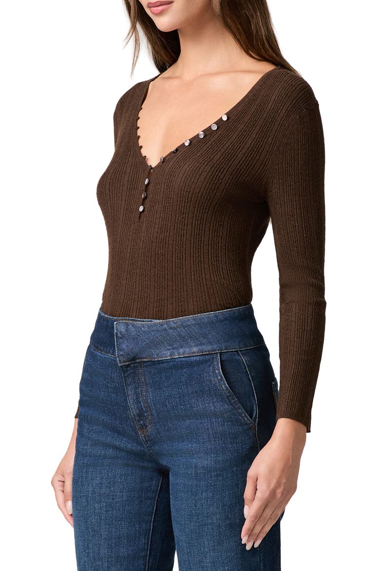Ginnette Button Rib Sweater, Alternate, color, HICKORY
