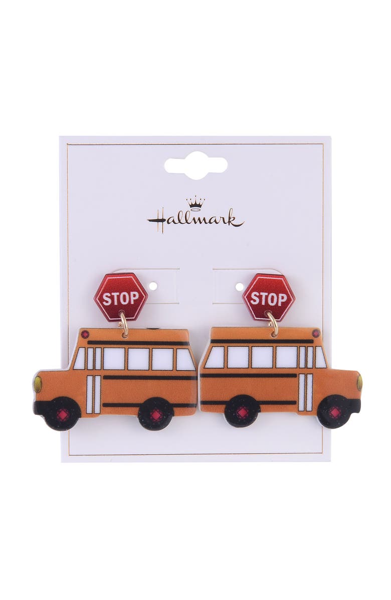 Hallmark Acrylic School Bus Earrings, Alternate, color, Yellow