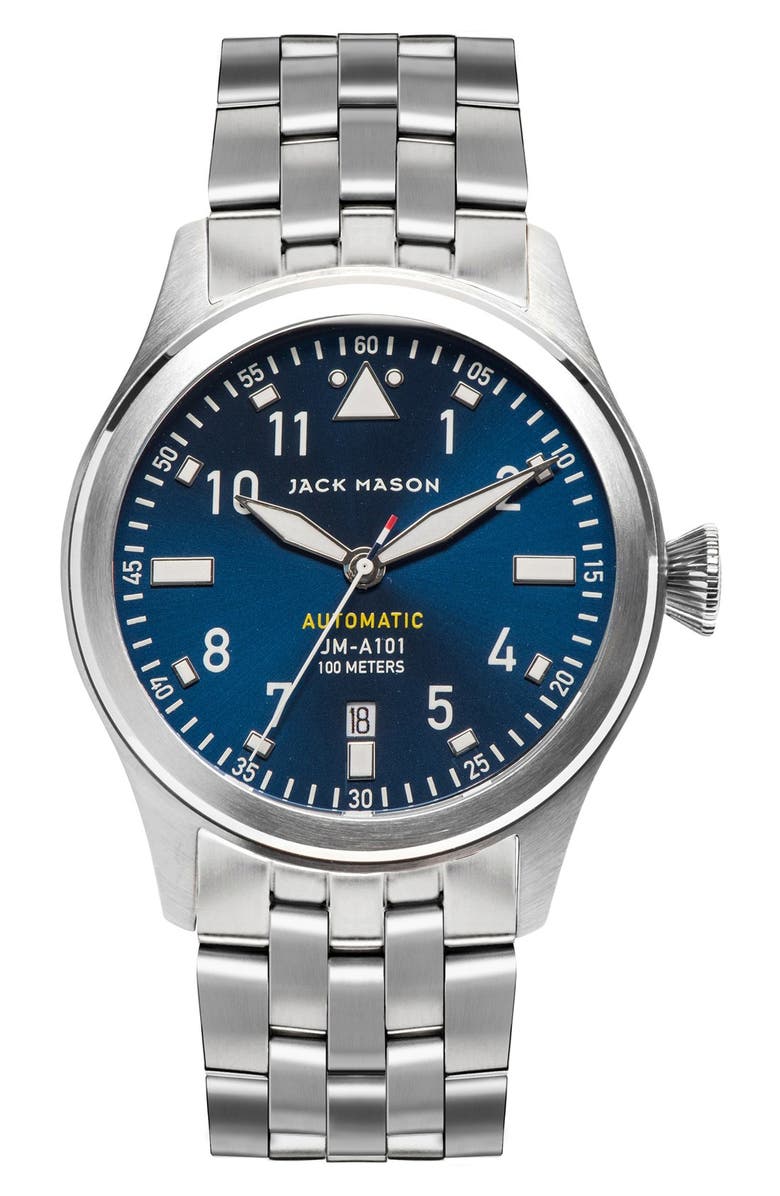 Jack Mason Automatic Bracelet Watch, 42mm, Main, color,
