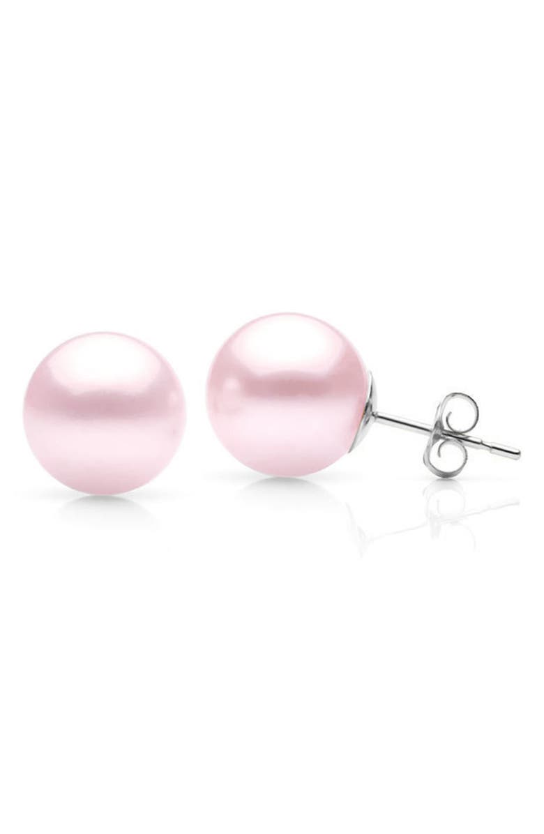 SUZY LEVIAN DIAMONDS Freshwater Pearl Stud Earrings, Main, color, Pink