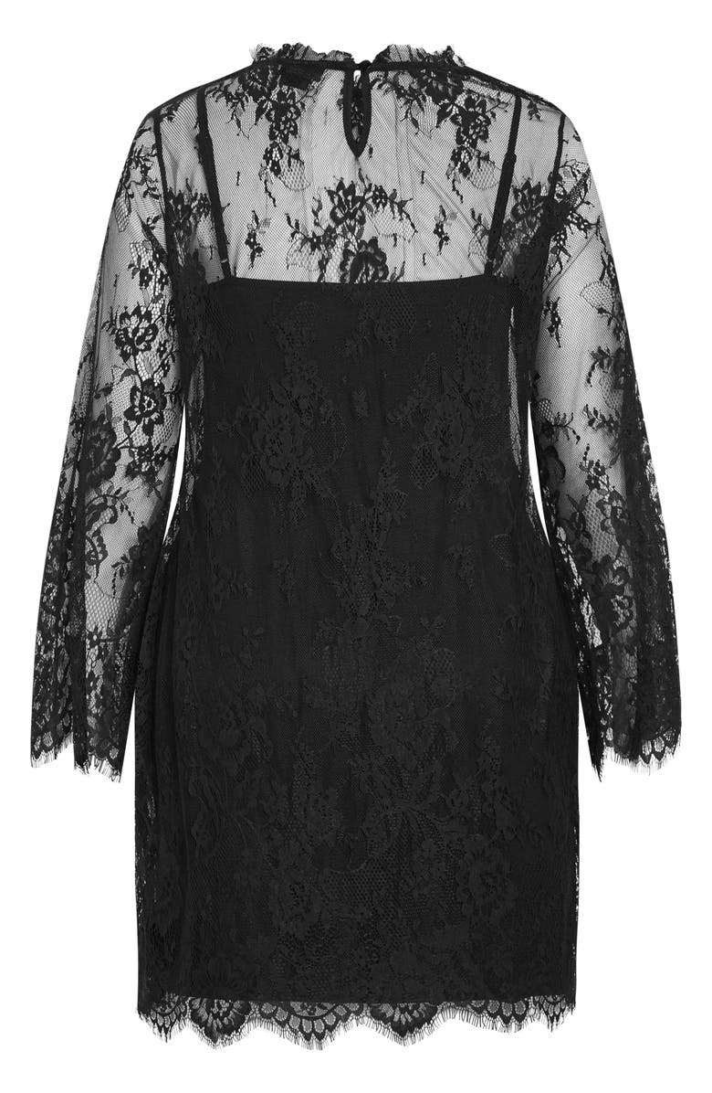 City Chic Micaela Long Sleeve Lace Overlay Dress, Alternate, color, 