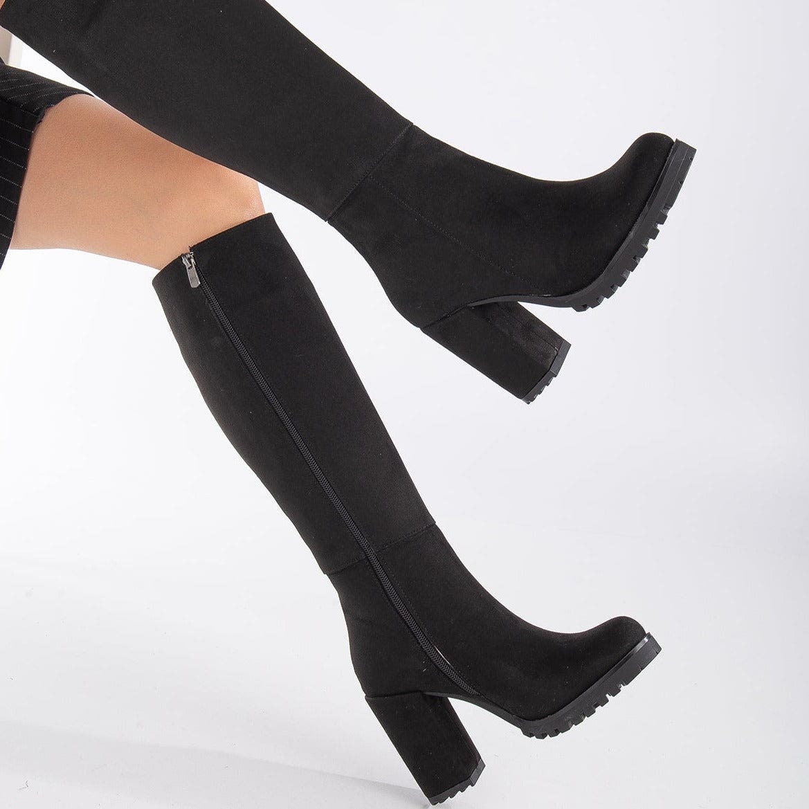 Alize Knee High Platform Boots, Alternate, color, black suede