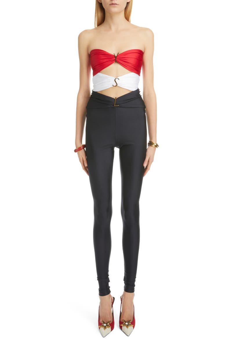 Yves Saint Laurent YSL Cutout Strapless Catsuit, Main, color,