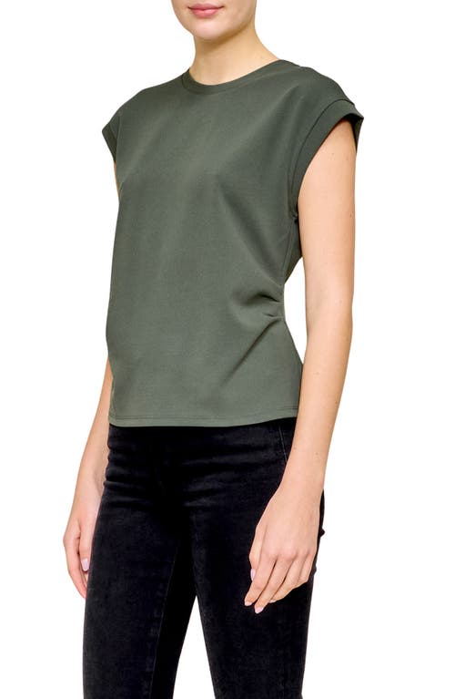 Melloday Side Ruched Crepe Top In Olive