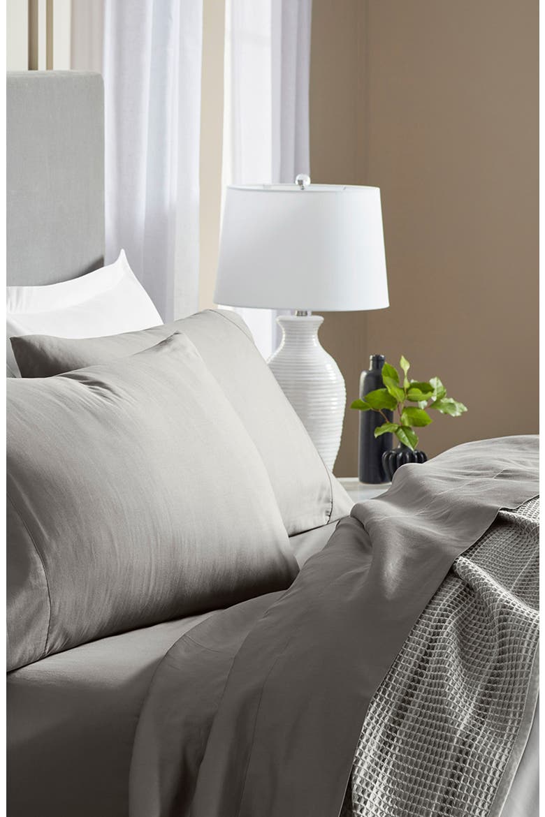 Percale Hemmed Sheet Set, Alternate, color, STONE