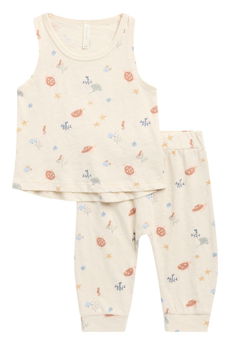 Aquatic Print Tank & Pants Set, Main, color, NATURAL