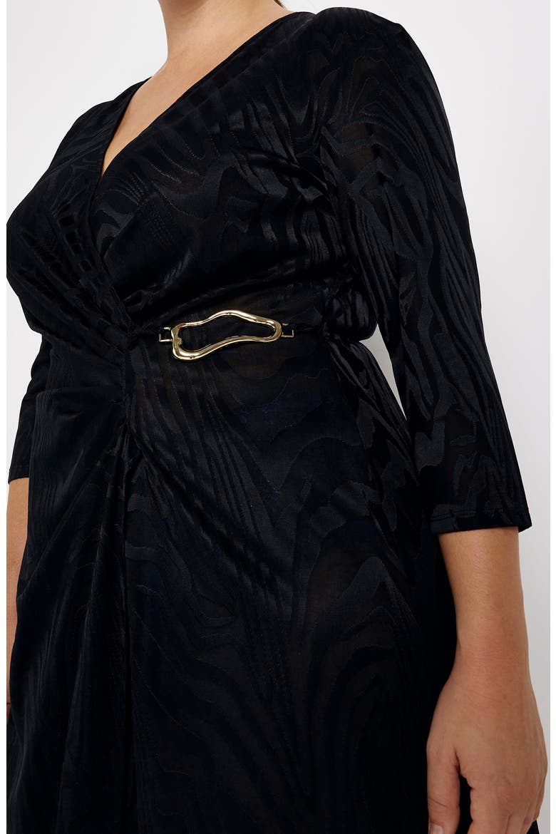 Zebra Print Midi Dress, Alternate, color, BLACK