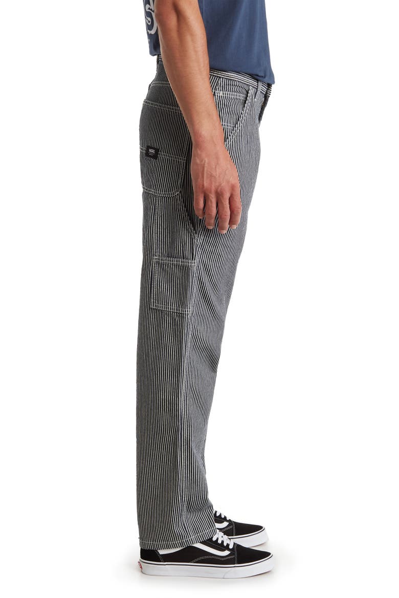 Drill Chore Stripe Relaxed Fit Tapered Pants, Alternate, color, INDIGO