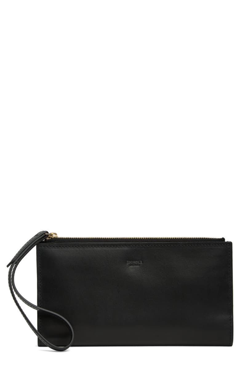 Shinola Leather Wallet with Wristlet Strap, Main, color,