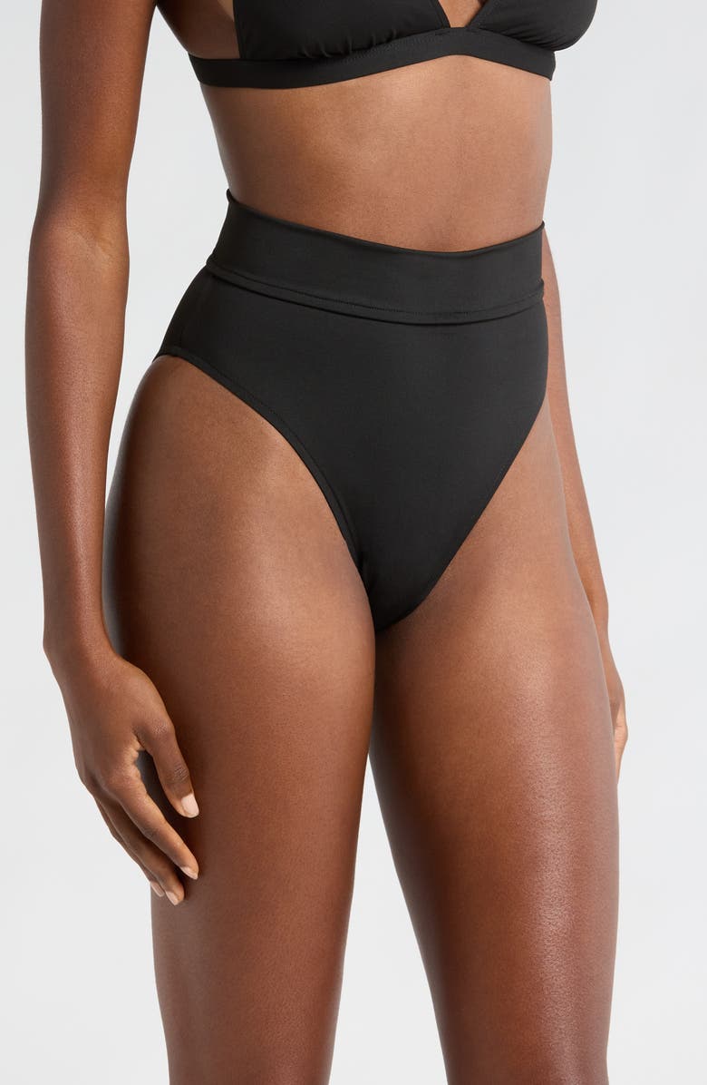 BONDI BORN Joan High Waist Bikini Bottoms, Alternate, color, Black