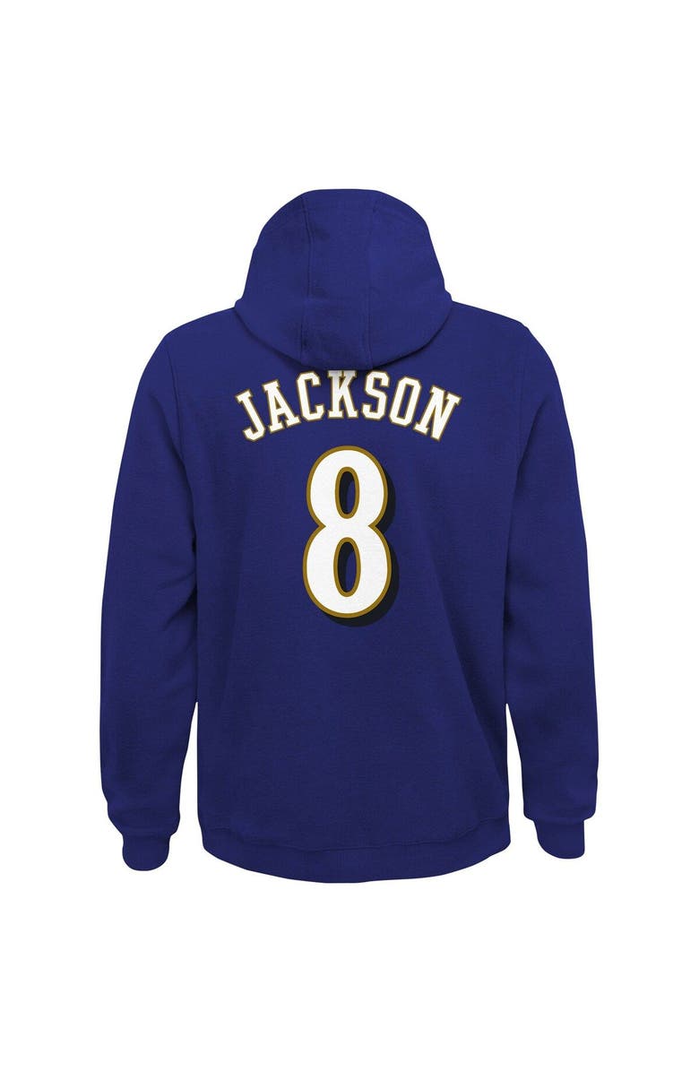 Outerstuff Youth Lamar Jackson Purple Baltimore Ravens Mainliner Player Name & Number Pullover Hoodie, Alternate, color, Purple