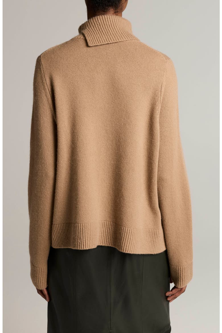 Swing Turtleneck Slit Wool & Cashmere Sweater, Alternate, color, CAMEL