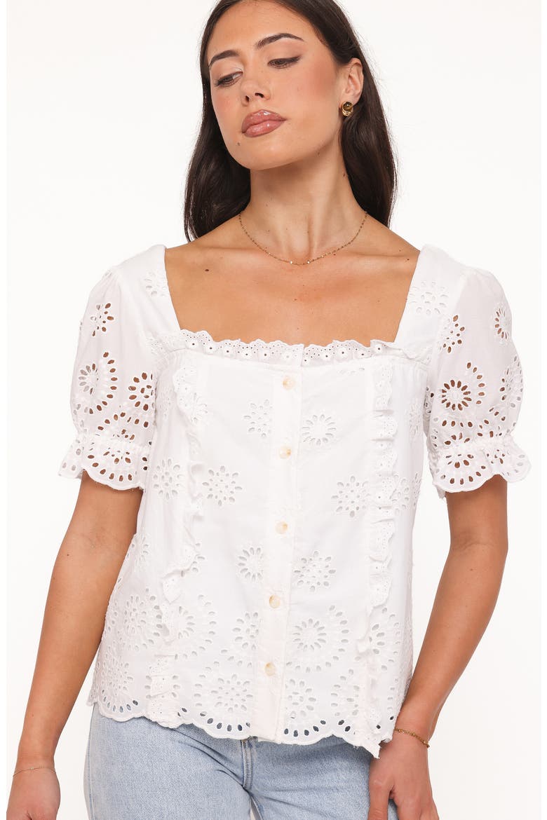 Kairi Eyelet Puff Sleeve Top, Alternate, color, WHITE BRODERIE