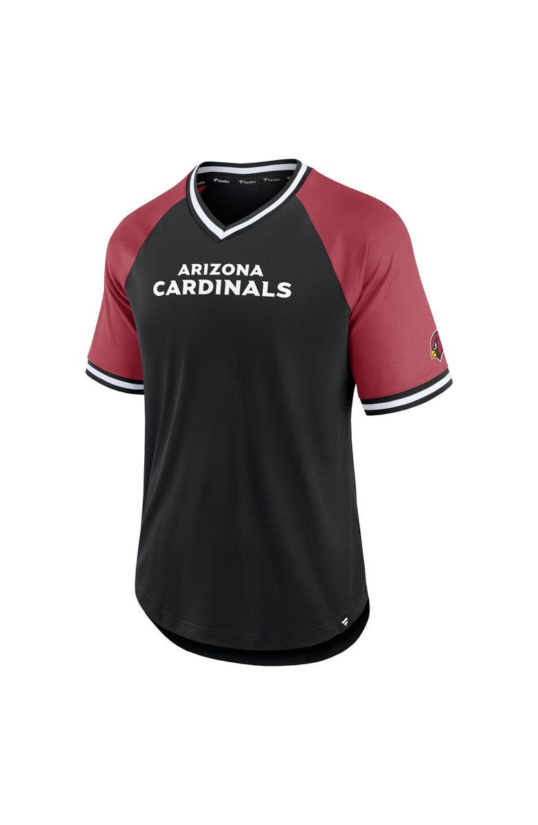 FANATICS Men's Fanatics Branded Black/Cardinal Arizona Cardinals Second Wind Raglan V-Neck T-Shirt, Alternate, color, Black