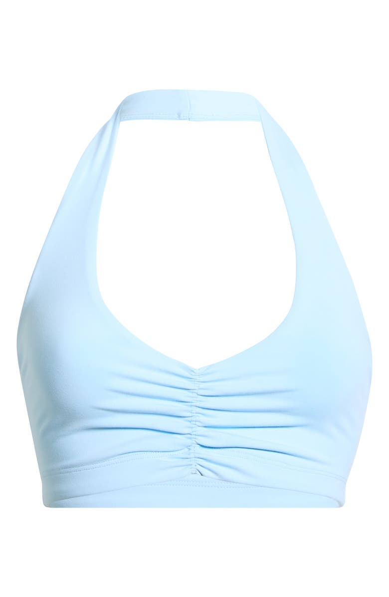 Year of Ours Ruched Halter Sports Bra, Main, color, Sky