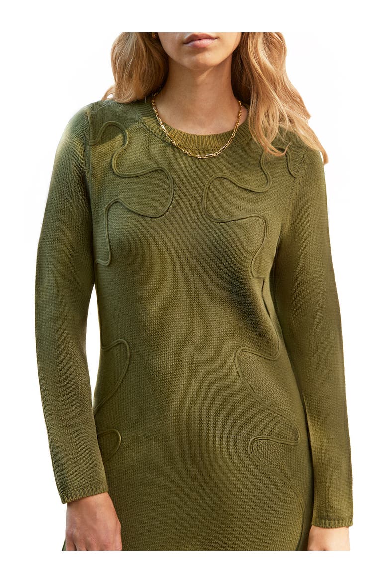 Applique Knit Maxi Dress, Alternate, color, Khaki