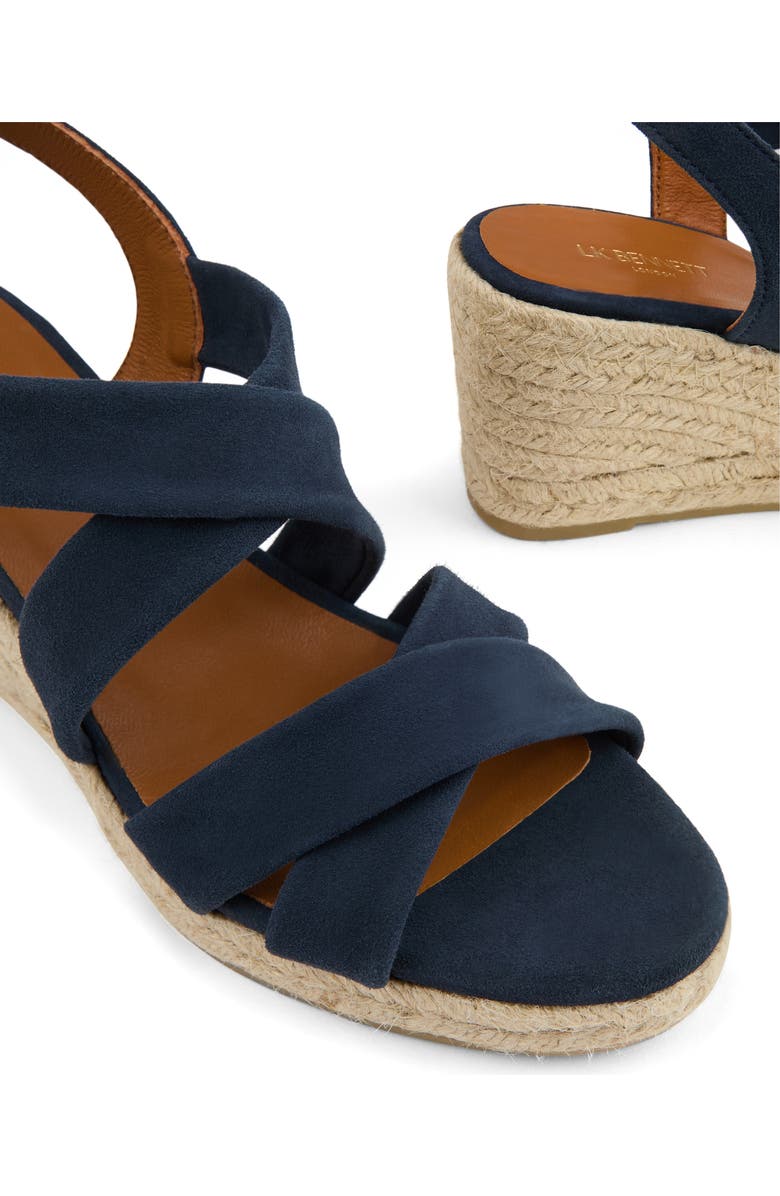 LK Bennett Mariana Slingback Espadrille Platform Wedge Sandal, Alternate, color, Navy